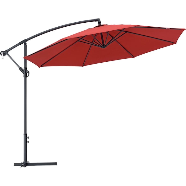 Global Industrial Cantilever Umbrella w/ Crank, Tilt & Cross Brace, Olefin Fabric, 10'W, Red 436972RD - main
